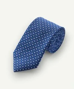 Gazman Silk Geo Floral Tie - Blue