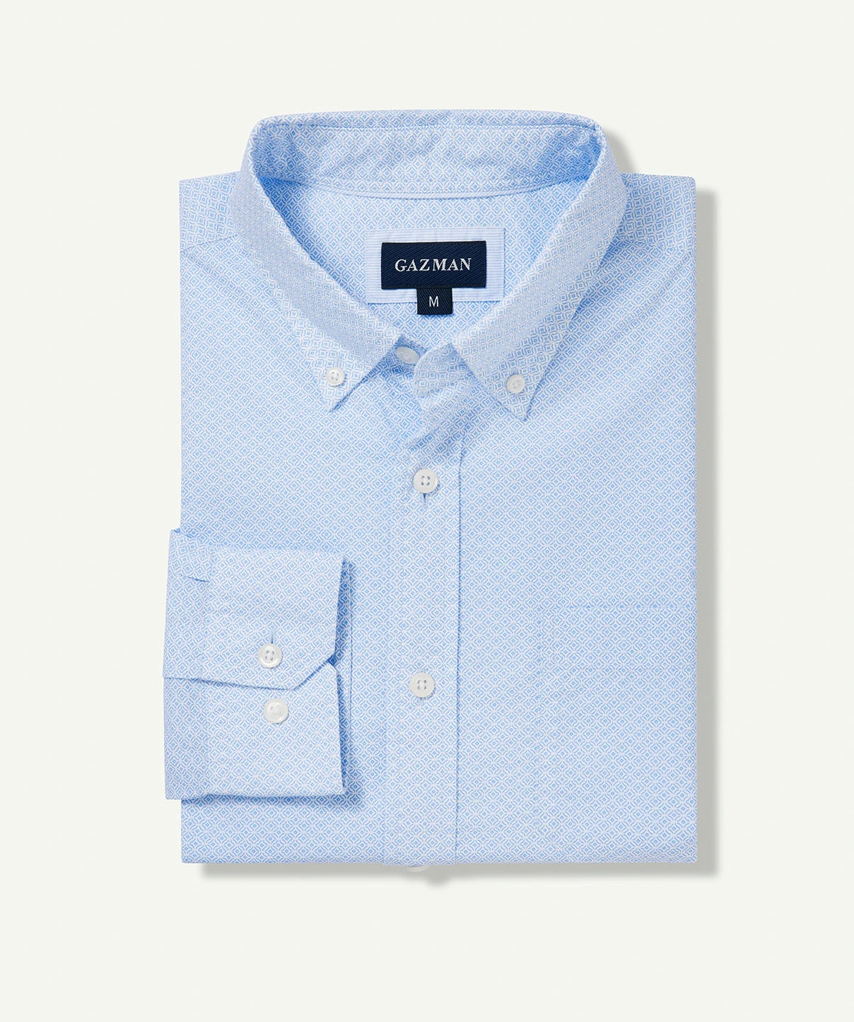 Gazman Casual Geo Print Long Sleeve Shirt - Pale Blue 4 Gazman Casual Geo Print Long Sleeve Shirt - Pale Blue - Image 2