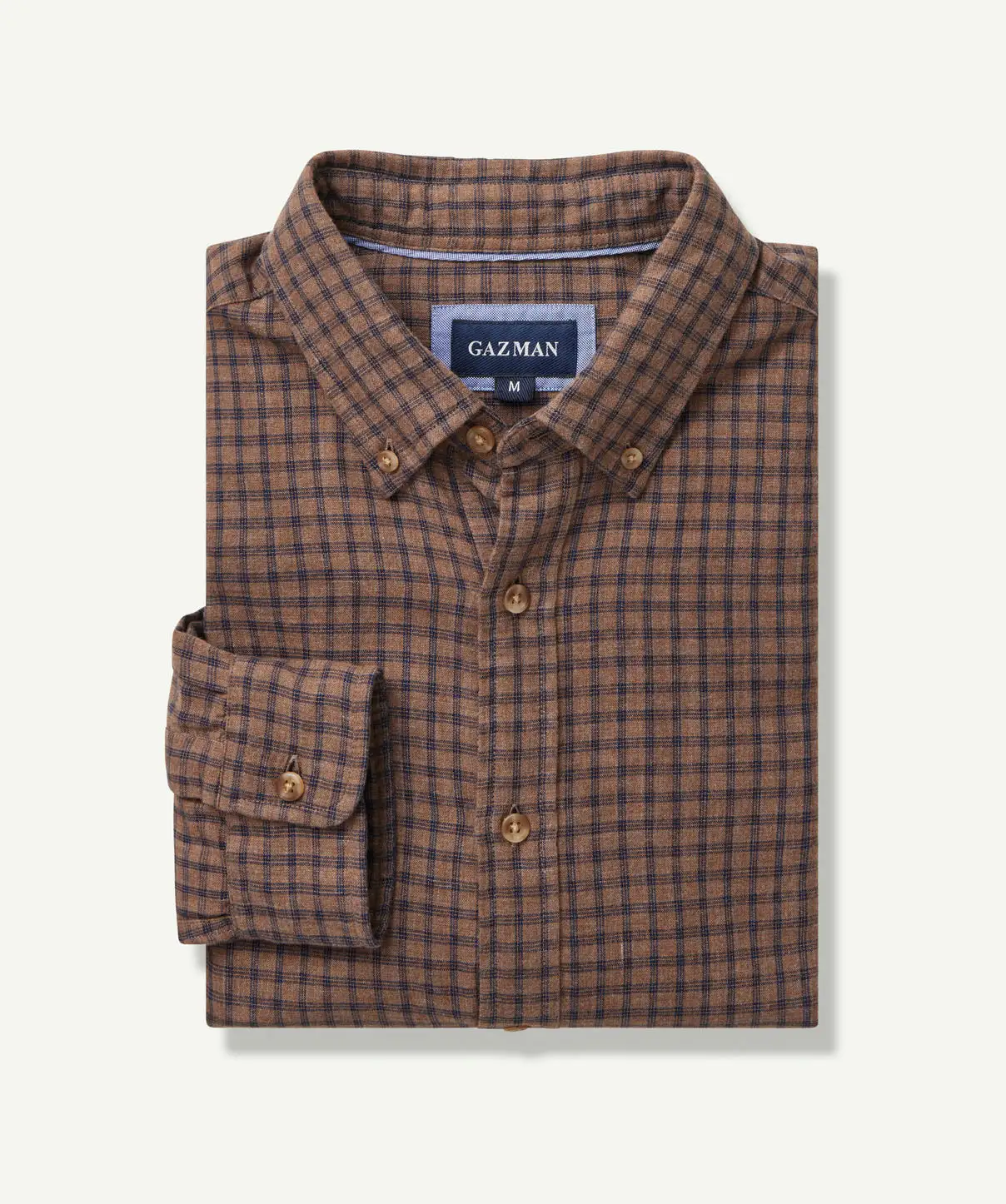 Gazman Casual Double Faced Check Long Sleeve Shirt - Fawn 4 Gazman Casual Double Faced Check Long Sleeve Shirt - Fawn - Image 2
