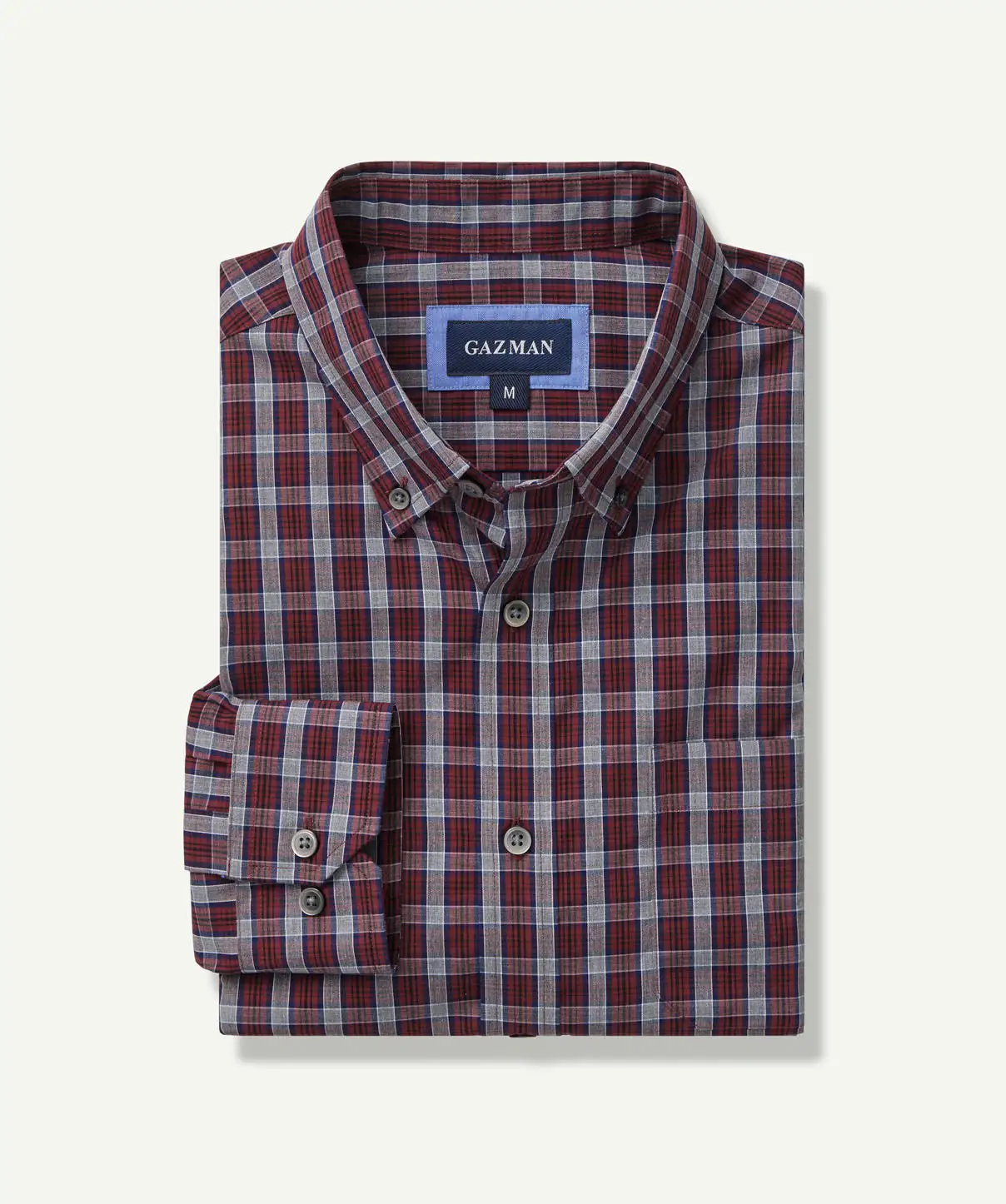 Gazman Easy Care Melange Check Long Sleeve Shirt - Burgundy 4 Gazman Easy Care Melange Check Long Sleeve Shirt - Burgundy - Image 2