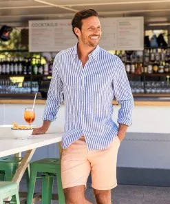 Gazman Linen Bengal Stripe Long Sleeve Shirt - Surf -Cheap Gazman Store 200817 GAZMAN TSP 12 0680 2 1b15ed37 a7de 4b02 976b b9bc4c9269a0