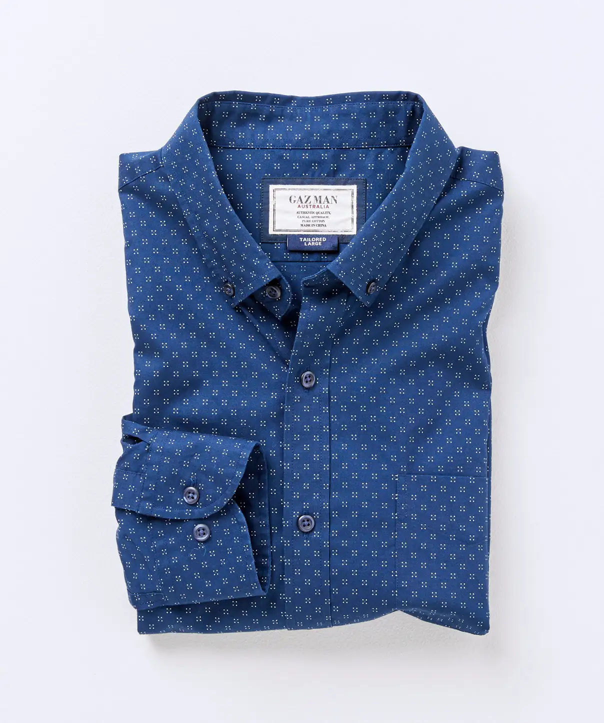 Gazman Tailored Fit Dot Print Shirt - Navy 4 Gazman Tailored Fit Dot Print Shirt - Navy - Image 2