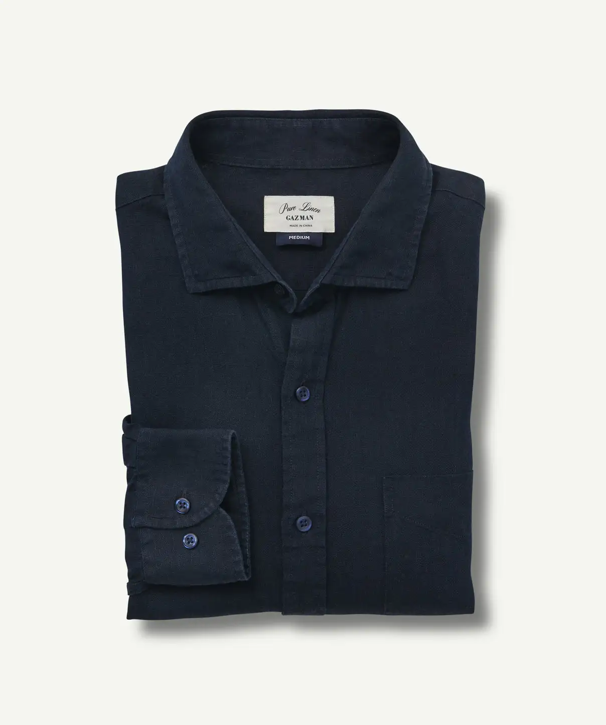Gazman Pure Linen Plain Long Sleeve Shirt - Dark Navy 4 Gazman Pure Linen Plain Long Sleeve Shirt - Dark Navy - Image 2