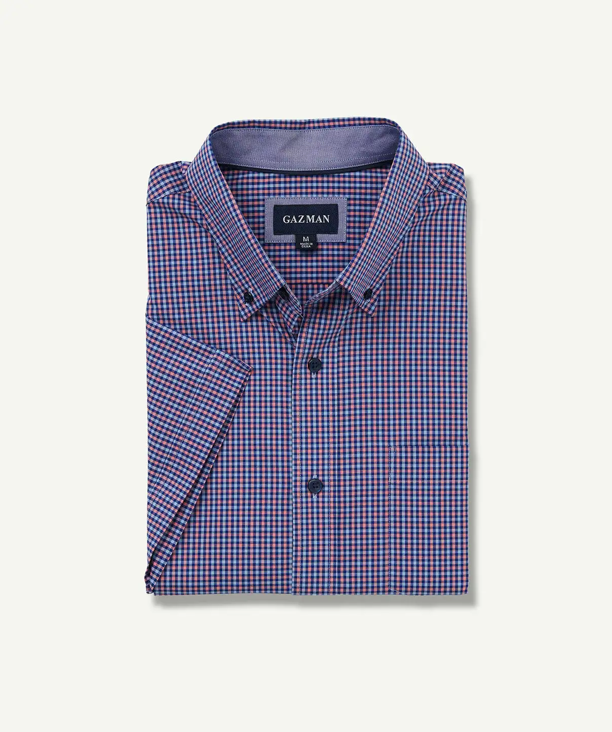 Gazman Easy Care Mini Gingham Short Sleeve Shirt - Navy/Pink 4 Gazman Easy Care Mini Gingham Short Sleeve Shirt - Navy/Pink - Image 2