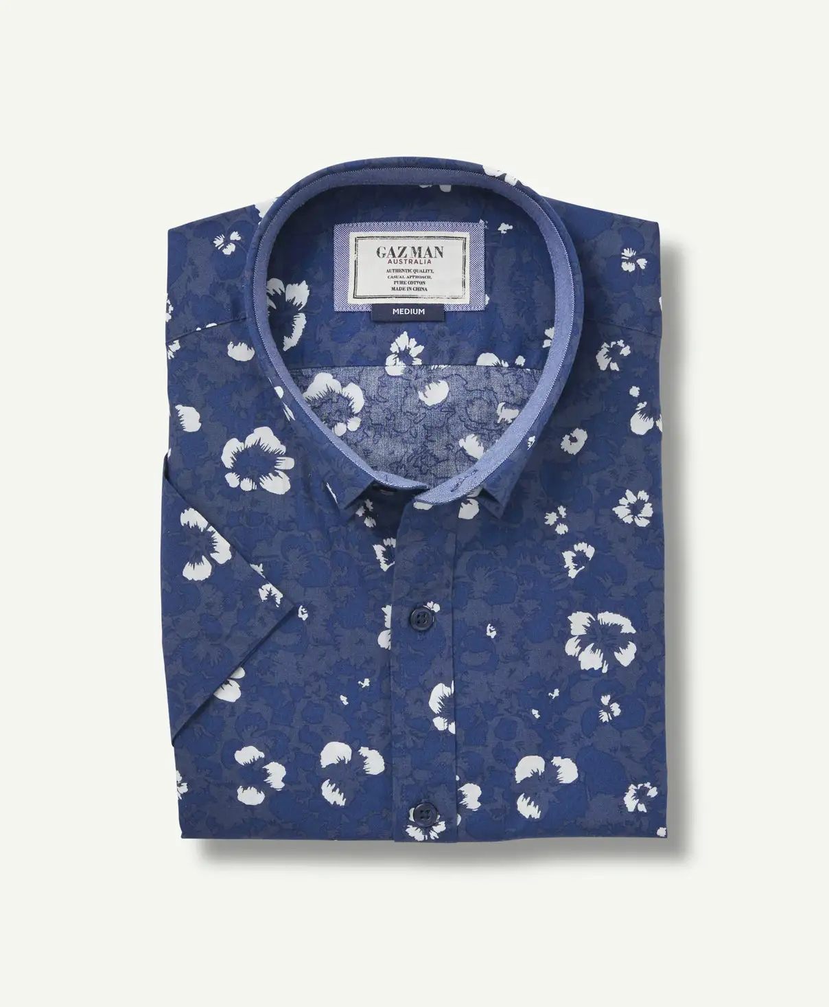 Gazman Hibiscus Print Short Sleeve Shirt - Navy 4 Gazman Hibiscus Print Short Sleeve Shirt - Navy - Image 2