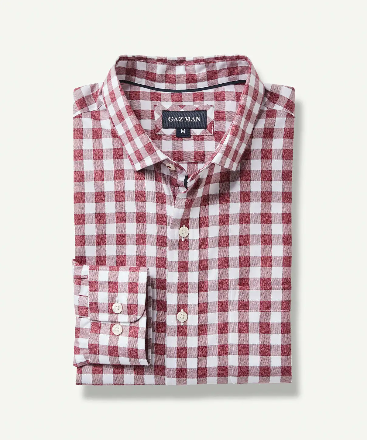 Gazman Easy Care Twill Box Check Long Sleeve Shirt - Wine 4 Gazman Easy Care Twill Box Check Long Sleeve Shirt - Wine - Image 2