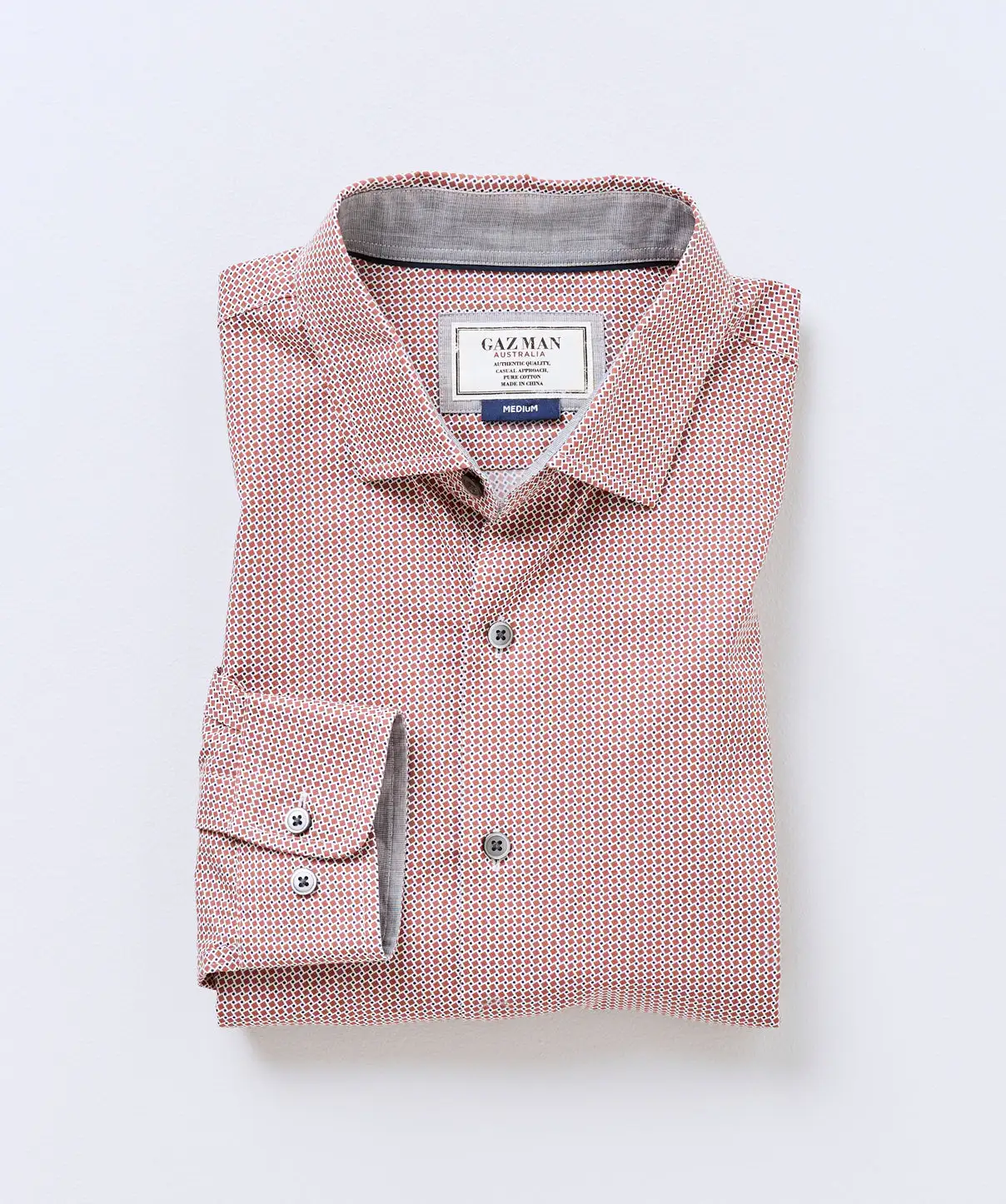 Gazman Smart Square Print Shirt - Brick 4 Gazman Smart Square Print Shirt - Brick - Image 2