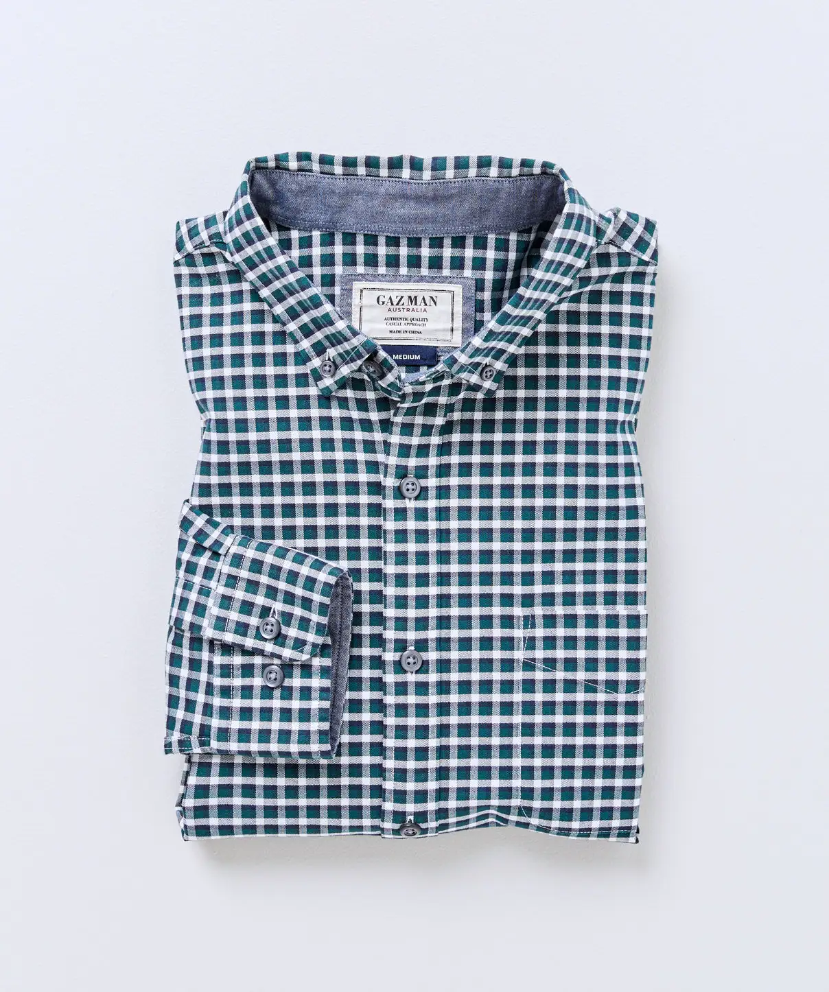 Gazman Casual Stretch Oxford Check Shirt - Forest 4 Gazman Casual Stretch Oxford Check Shirt - Forest - Image 2