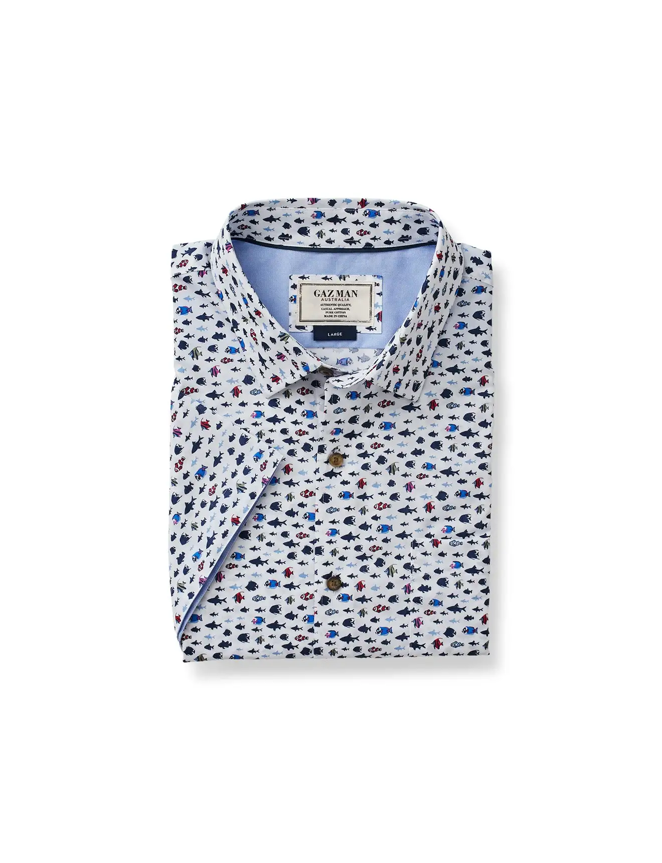 Gazman Fish Print Short Sleeve Shirt - White 4 Gazman Fish Print Short Sleeve Shirt - White - Image 2