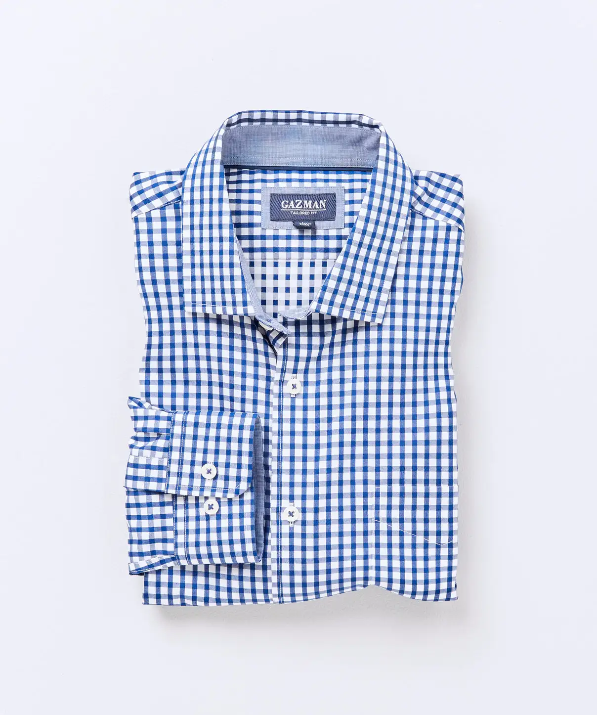 Gazman Tailored Fit Easy Care Twill Check Shirt - Navy 4 Gazman Tailored Fit Easy Care Twill Check Shirt - Navy - Image 2