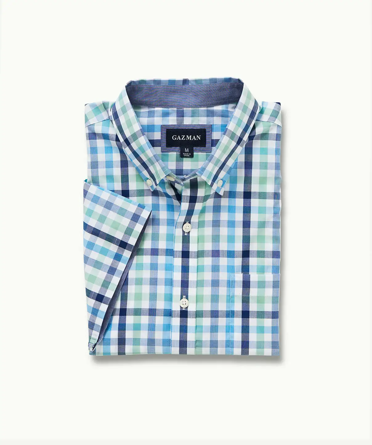 Gazman Easy Care Multi Check Short Sleeve Shirt - Aqua 4 Gazman Easy Care Multi Check Short Sleeve Shirt - Aqua - Image 2