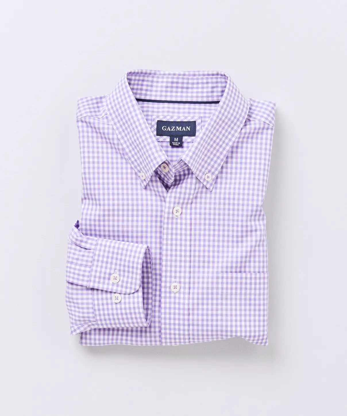 Gazman Easy Care Stretch Gingham Shirt - Lilac 4 Gazman Easy Care Stretch Gingham Shirt - Lilac - Image 2