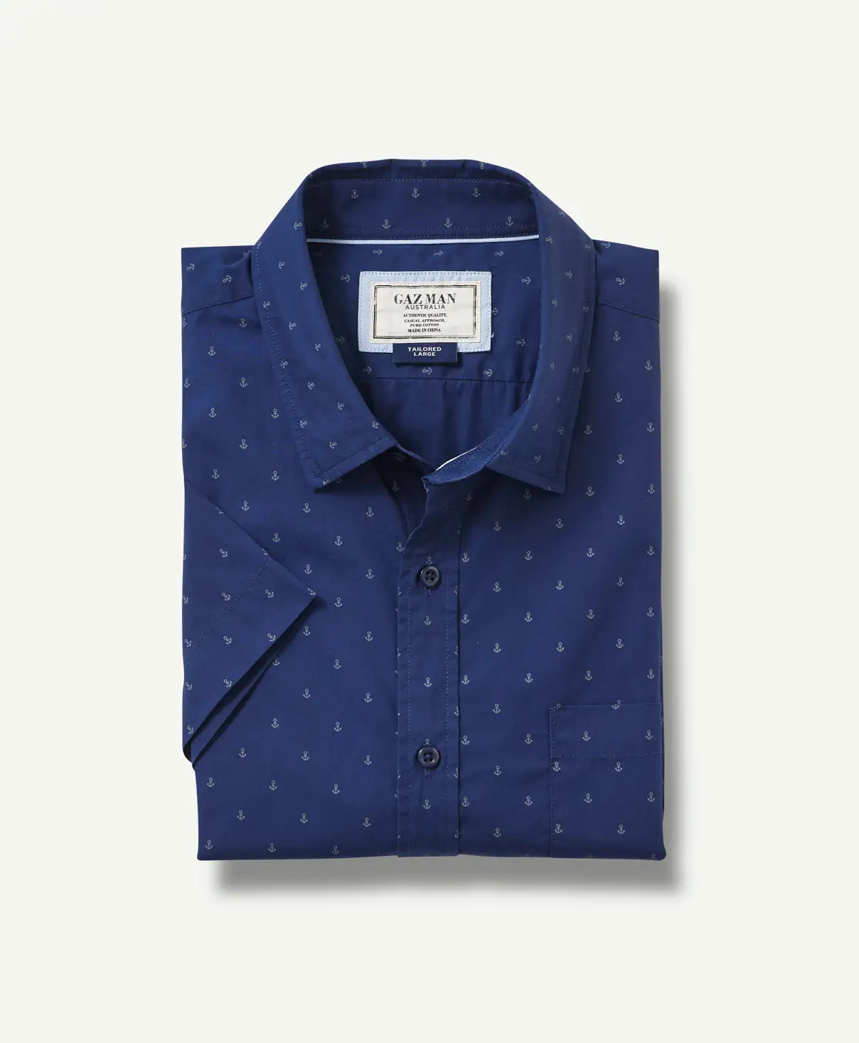 Gazman Tailored Fit Anchor Print Short Sleeve Shirt - Navy 4 Gazman Tailored Fit Anchor Print Short Sleeve Shirt - Navy - Image 2