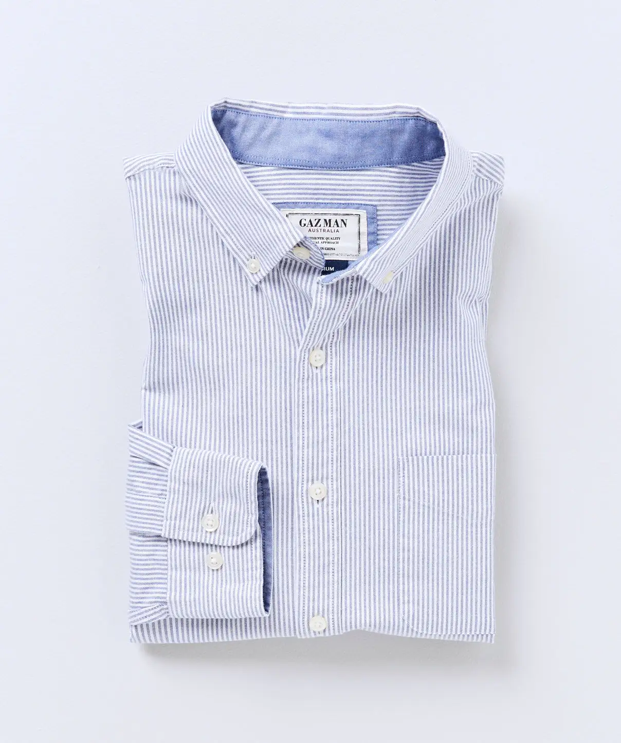 Gazman Casual Stretch Oxford Stripe Shirt - Blue 4 Gazman Casual Stretch Oxford Stripe Shirt - Blue - Image 2