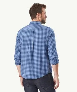 Gazman Casual Double Faced Check Long Sleeve Shirt - Blue -Cheap Gazman Store 3 42812