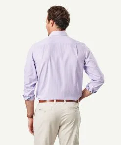 Gazman Non Iron Oxford Stripe Long Sleeve Shirt - Lilac 9 Gazman Non Iron Oxford Stripe Long Sleeve Shirt - Lilac -Cheap Gazman Store 3 46087