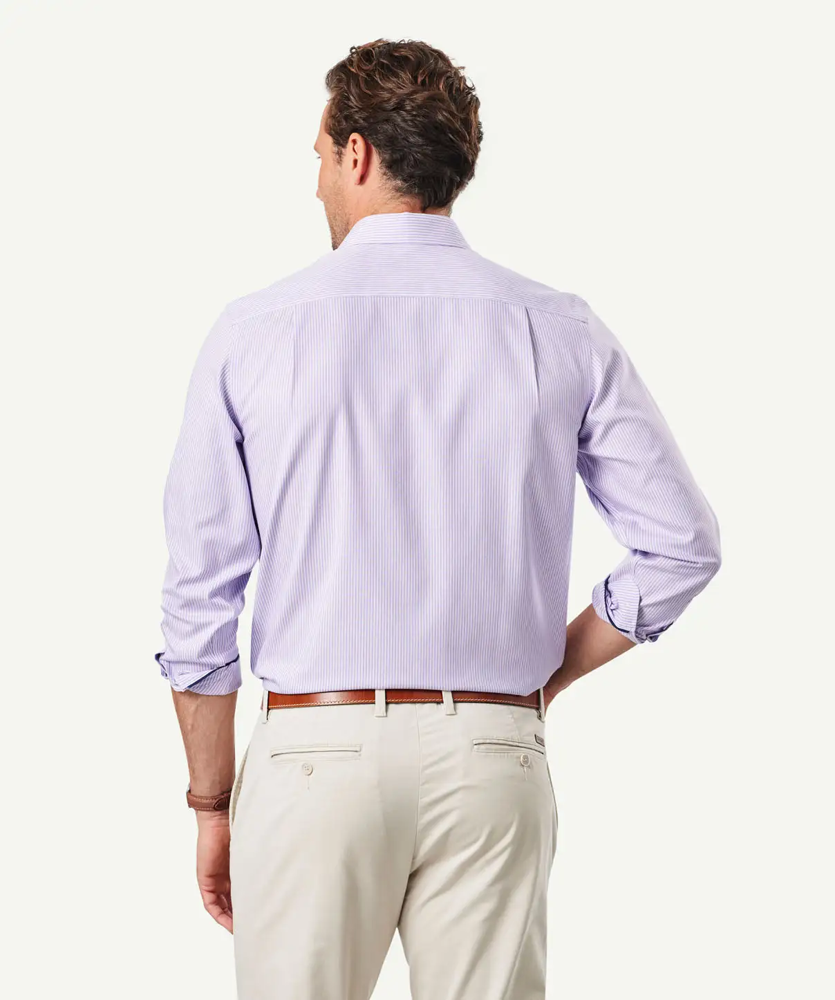 Gazman Non Iron Oxford Stripe Long Sleeve Shirt - Lilac 5 Gazman Non Iron Oxford Stripe Long Sleeve Shirt - Lilac - Image 3