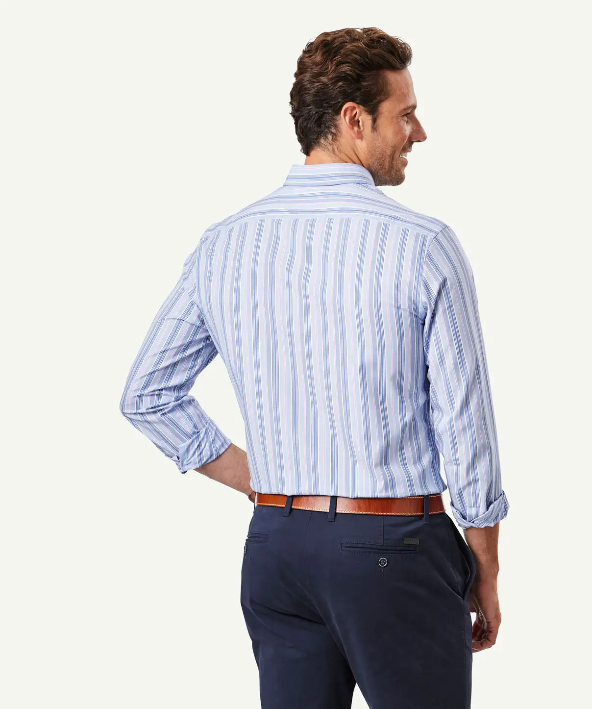 Gazman Tailored Easy Care Stripe Long Sleeve Shirt - Blue 5 Gazman Tailored Easy Care Stripe Long Sleeve Shirt - Blue - Image 3