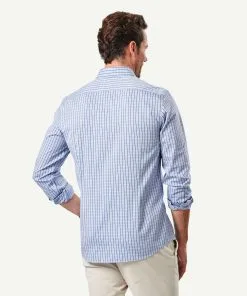 Gazman Tailored Non-Iron Oxford Check Long Sleeve Shirt - Navy -Cheap Gazman Store 3 46143