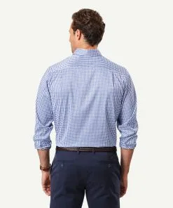 Gazman GAZFLEX Performance Check Long Sleeve Shirt - Navy -Cheap Gazman Store 3 46163