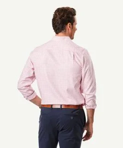 Gazman Non-Iron Twill Check Long Sleeve Shirt - Pink -Cheap Gazman Store 3 46173