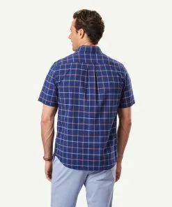 Gazman Casual Madras Check Short Sleeve Shirt - Navy -Cheap Gazman Store 3 46392