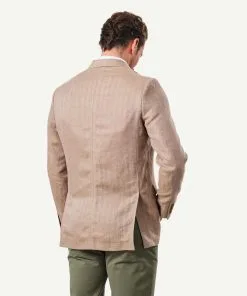 Gazman Linen Herringbone Sports Jacket - Chestnut -Cheap Gazman Store 3 46497