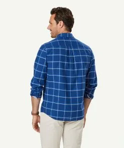 Gazman Casual Madras Check Long Sleeve Shirt - Navy -Cheap Gazman Store 3 46860