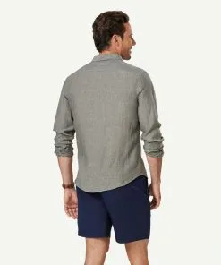 Gazman Tailored Pure French Linen Long Sleeve Shirt - Khaki -Cheap Gazman Store 3 46865