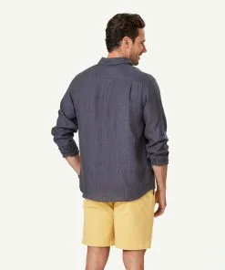 Gazman Pure French Linen Long Sleeve Shirt - Charcoal -Cheap Gazman Store 3 46876