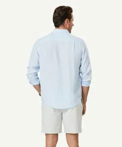 Gazman Pure French Linen Long Sleeve Shirt - Sky Blue -Cheap Gazman Store 3 46891