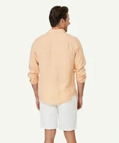 Gazman Pure French Linen Long Sleeve Shirt - Orange -Cheap Gazman Store 3 46901