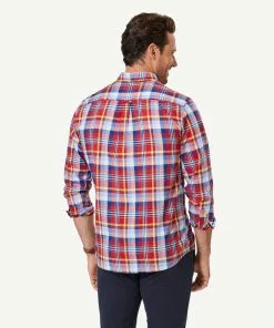 Gazman Casual Slub Check Long Sleeve Shirt - Red -Cheap Gazman Store 3 46933