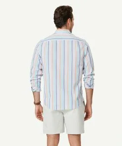Gazman Casual Madras Stripe Long Sleeve Shirt - Multi Stripe -Cheap Gazman Store 3 46943