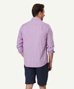 Gazman Easy Care Check Long Sleeve Shirt - Bright Pink -Cheap Gazman Store 3 46949