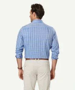 Gazman Easy Care Twill Check Long Sleeve Shirt - Chambray -Cheap Gazman Store 3 46964
