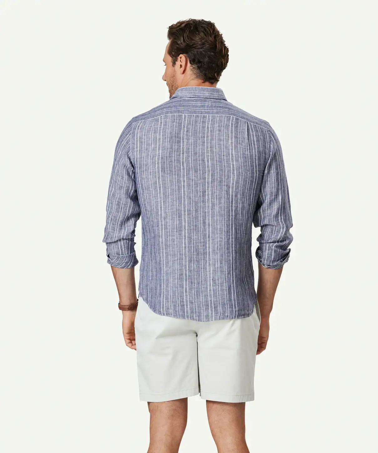 Gazman Tailored French Linen Stripe Long Sleeve Shirt - Chambray 4 Gazman Tailored French Linen Stripe Long Sleeve Shirt - Chambray - Image 2