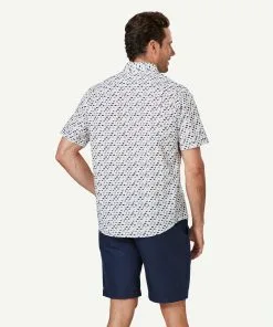 Gazman Casual Fish Print Short Sleeve Shirt - White -Cheap Gazman Store 3 47332