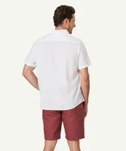 Gazman Linen Blend Plain Short Sleeve Shirt - White -Cheap Gazman Store 3 47349