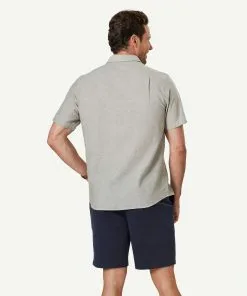 Gazman Linen Blend Plain Short Sleeve Shirt - Khaki -Cheap Gazman Store 3 47355