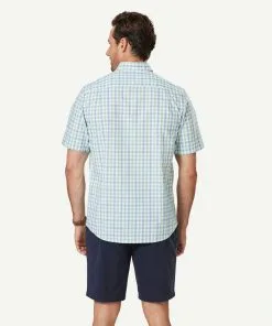 Gazman Easy Care Slub Check Short Sleeve Shirt - Palm -Cheap Gazman Store 3 47411