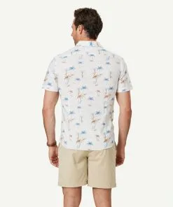 Gazman Tailored Casual Palm Print Short Sleeve Shirt - Ecru 10 Gazman Tailored Casual Palm Print Short Sleeve Shirt - Ecru -Cheap Gazman Store 3 47452