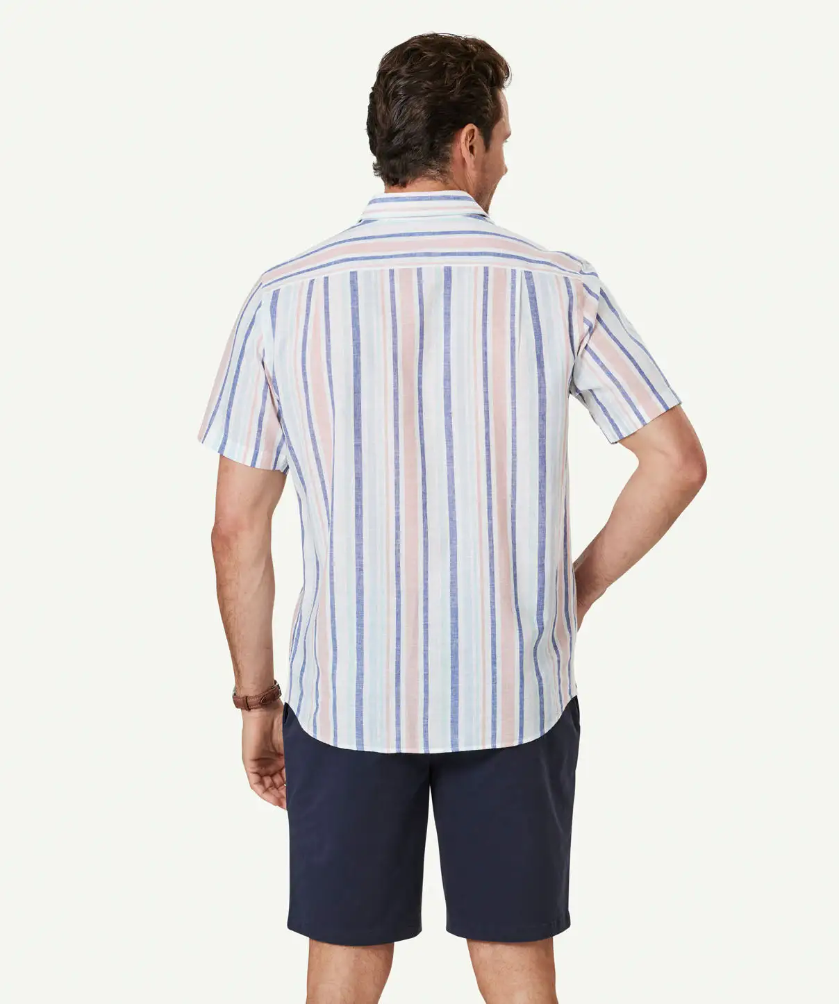 Gazman Linen Blend Variegated Stripe Short Sleeve Shirt - Multi Stripe 5 Gazman Linen Blend Variegated Stripe Short Sleeve Shirt - Multi Stripe - Image 3