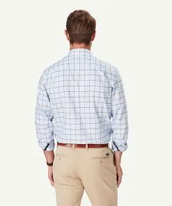 Gazman Non-Iron Twill Check Long Sleeve Shirt - Pale Blue -Cheap Gazman Store 3 48506
