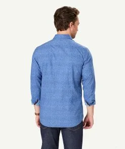 Gazman Tailored Casual Dot Print Long Sleeve Shirt - Dark Blue -Cheap Gazman Store 3 48550