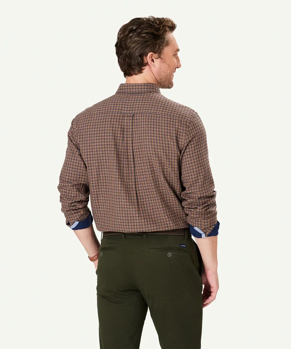 Gazman Casual Double Faced Check Long Sleeve Shirt - Fawn 5 Gazman Casual Double Faced Check Long Sleeve Shirt - Fawn - Image 3