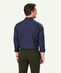 Gazman Easy Care Twill Check Long Sleeve Shirt - Navy -Cheap Gazman Store 3 48596