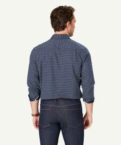 Gazman Casual Floral Print Long Sleeve Shirt - Navy -Cheap Gazman Store 3 48605