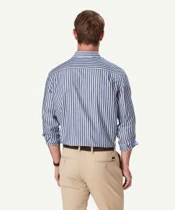 Gazman Easy Care Stripe Long Sleeve Shirt - Navy -Cheap Gazman Store 3 48610