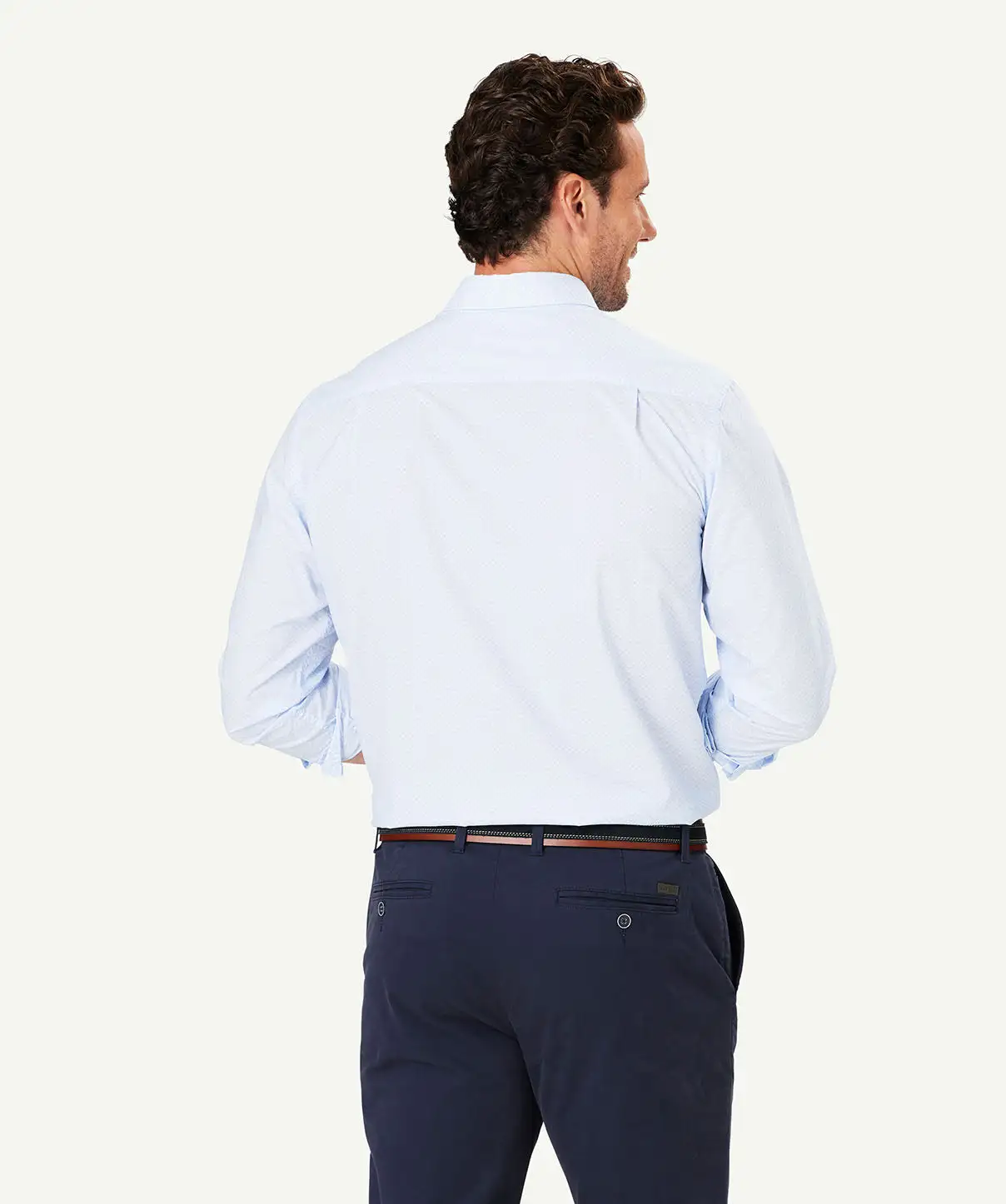 Gazman Casual Geo Print Long Sleeve Shirt - Pale Blue 5 Gazman Casual Geo Print Long Sleeve Shirt - Pale Blue - Image 3